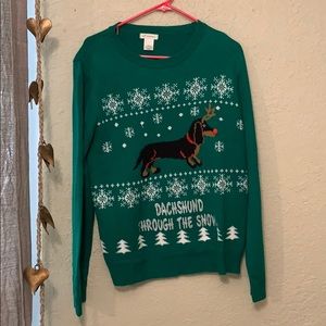 Dachshund through the snow doxie Christmas sweater